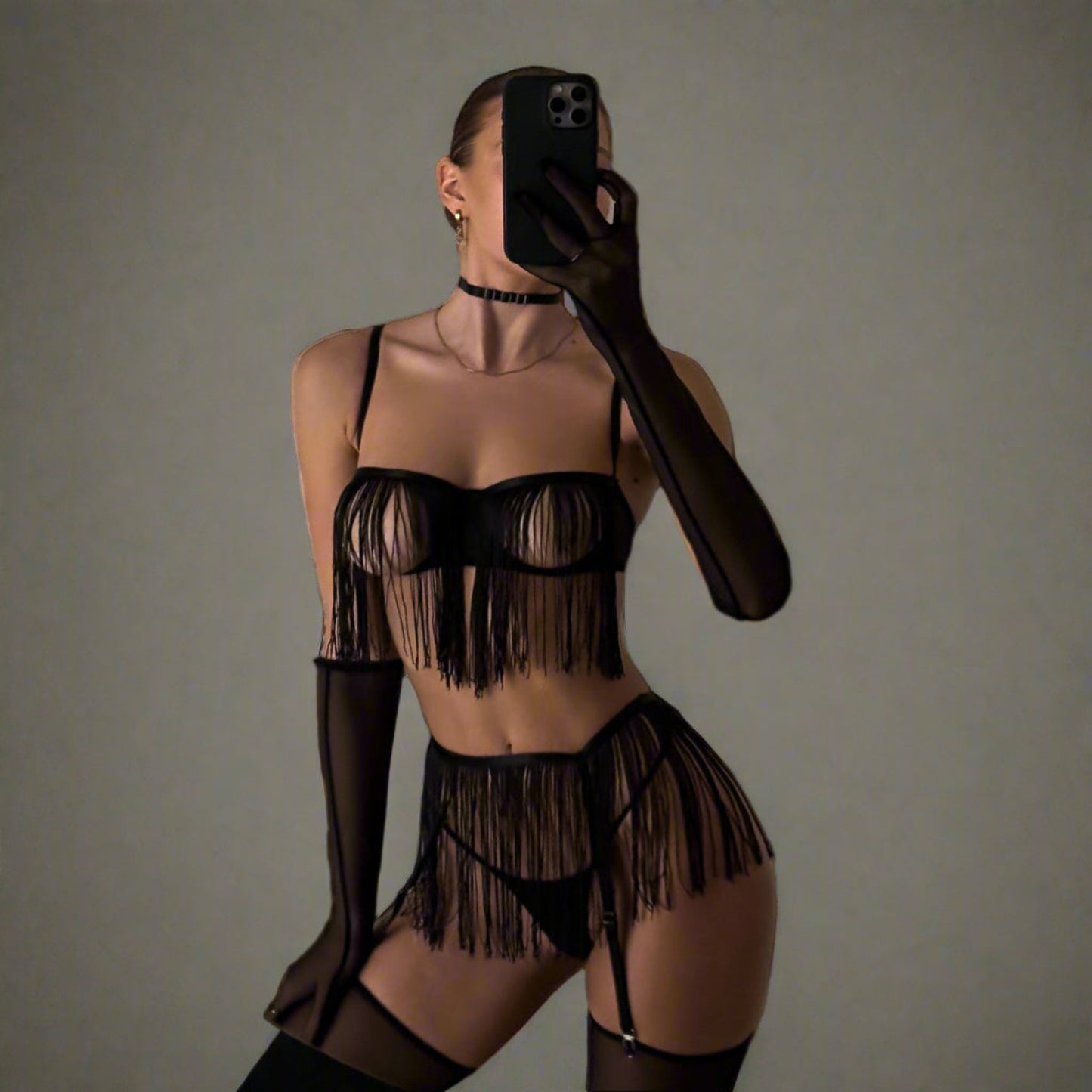 Amara Tassel Mesh Fun Set – Midnight Fling