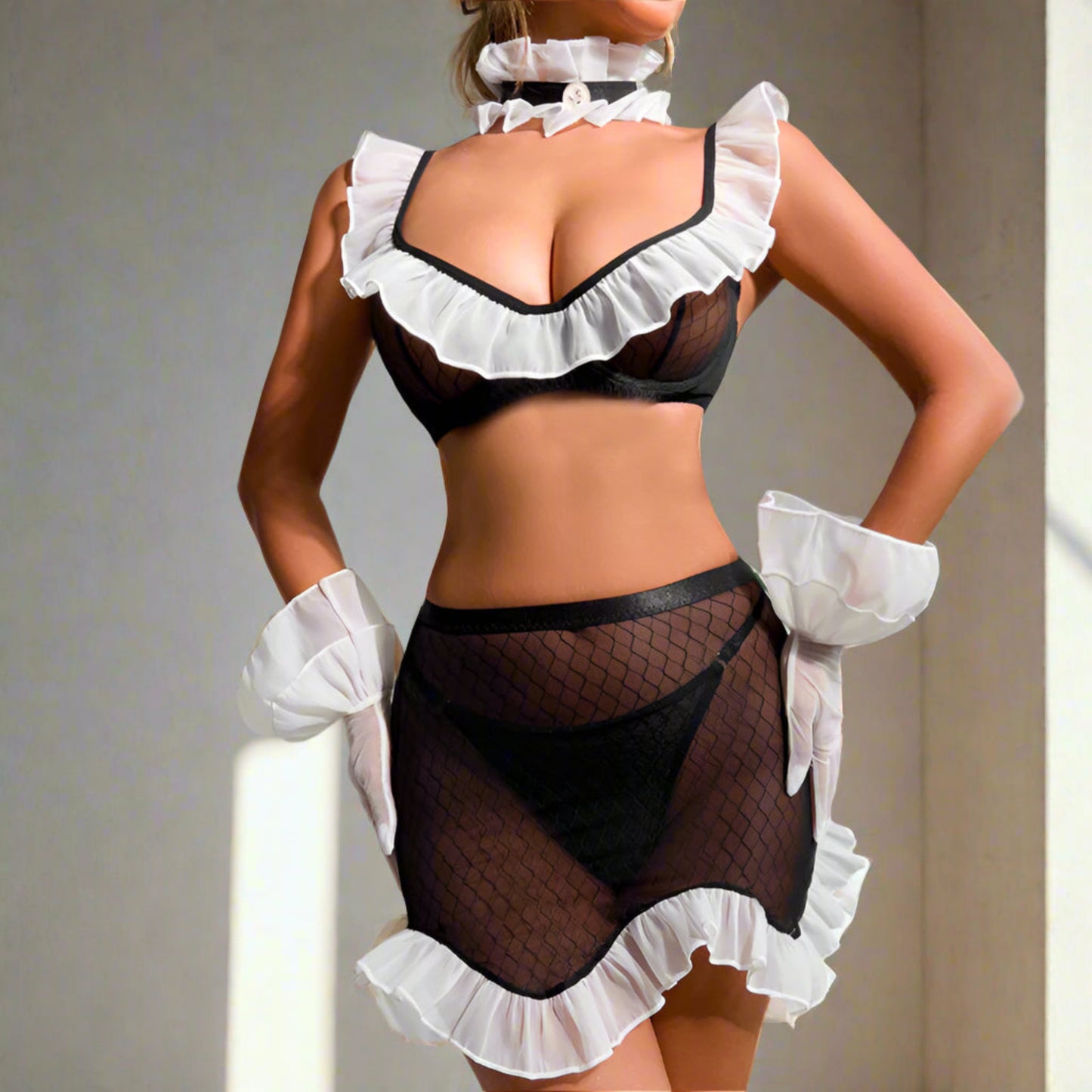 Aurora Maid Fantasy Ensemble – Color‑Block Temptation