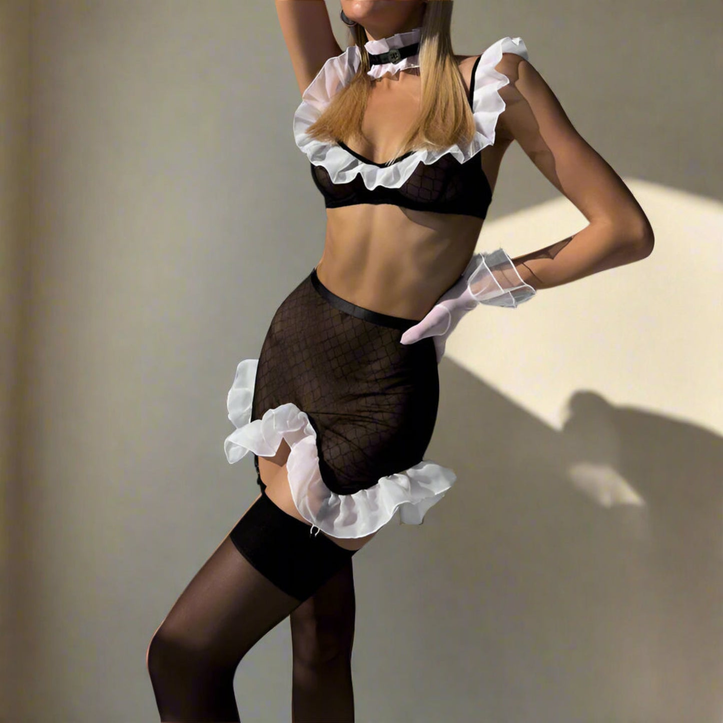 Aurora Maid Fantasy Ensemble – Color‑Block Temptation